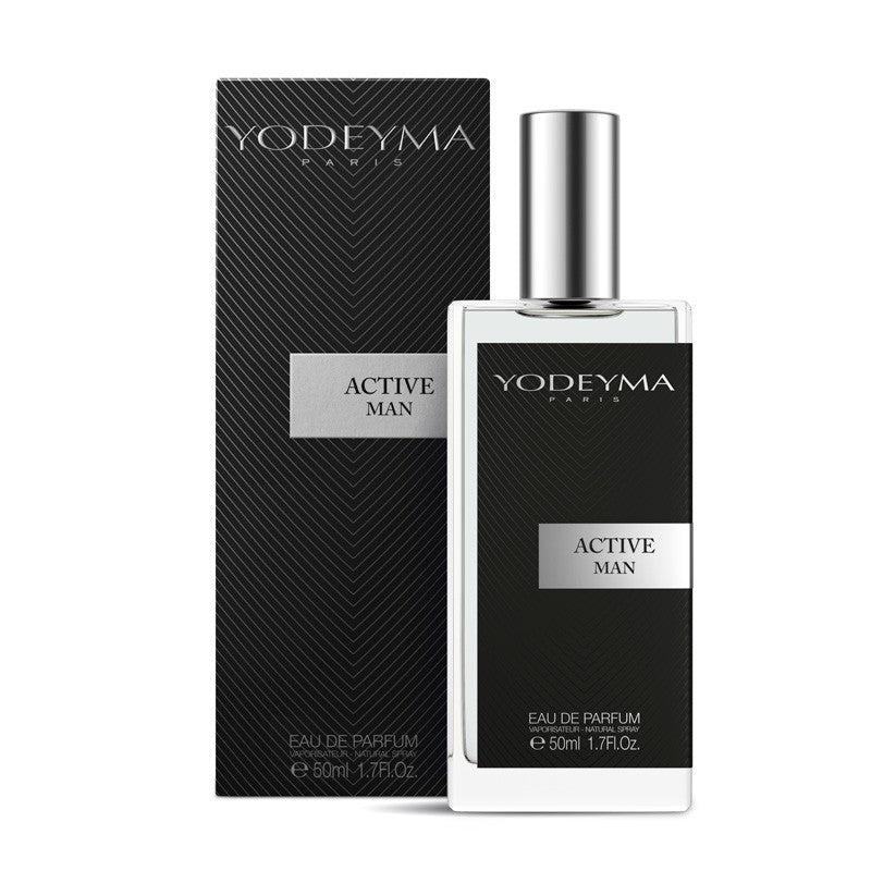 Yodeyma Active Man 50 ml - es EDP férfi parfüm közepes kiszerelésben, áttetsző üvegben