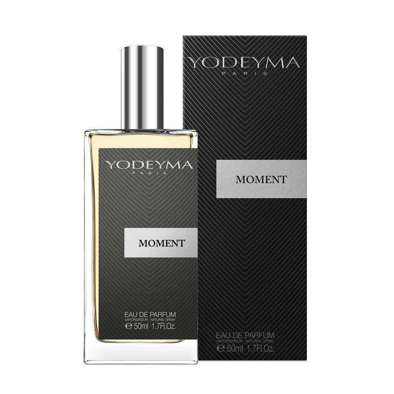 Yodeyma Moment 50 ml - es EDP férfi parfüm közepes kiszerelésben, áttetsző üvegben