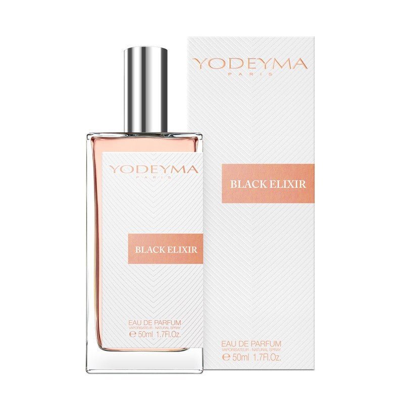 Yodeyma Black Elixir 50 ml - es EDP női parfüm közepes kiszerelésben, áttetsző üvegben