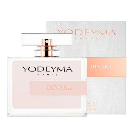 Yodeyma Dinara 100 ml-es EDP női parfüm közepes kiszerelésben, áttetsző üvegben