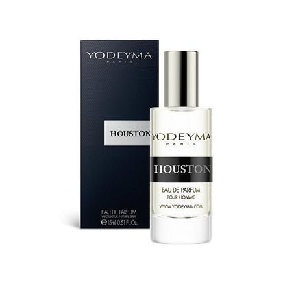 Yodeyma Houston 15 ml-es EDP férfi parfüm mini kiszerelésben, áttetsző üvegben