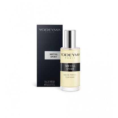 Yodeyma Metal Sport 15 ml-es EDP férfi parfüm mini kiszerelésben, áttetsző üvegben