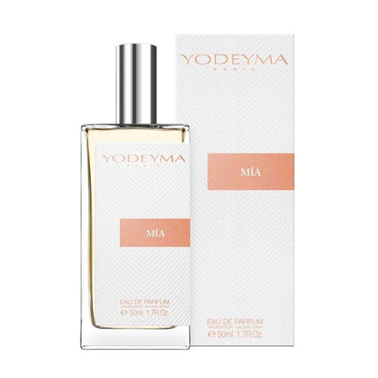 Yodeyma Mia 50 ml - es EDP parfüm közepes kiszerelésben, áttetsző üvegben
