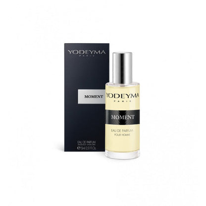 Yodeyma Moment 15 ml-es EDP férfi parfüm mini kiszerelésben, áttetsző üvegben