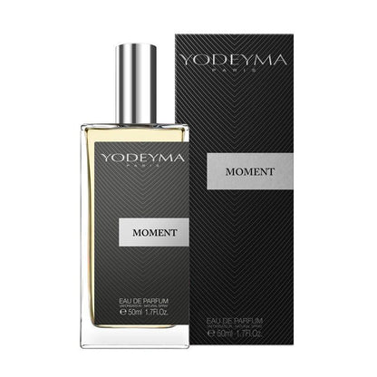 Yodeyma Moment 50 ml-es EDP férfi parfüm közepes kiszerelésben, áttetsző üvegben