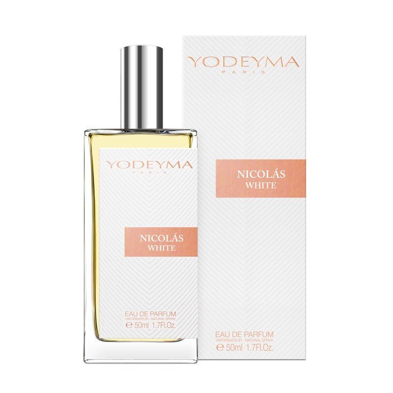 Yodeyma Nicolás White 50 ml - es EDP női parfüm közepes kiszerelésben, áttetsző üvegben