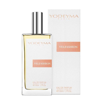 Yodeyma Velfashion 50 ml-es EDP női parfüm közepes kiszerelésben, áttetsző üvegben