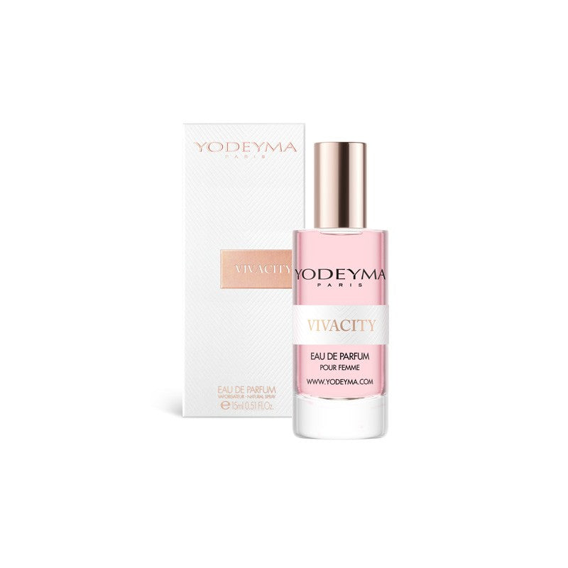 Yodeyma Vivacity 15 ml-es EDP női parfüm mini kiszerelésben, áttetsző üvegben